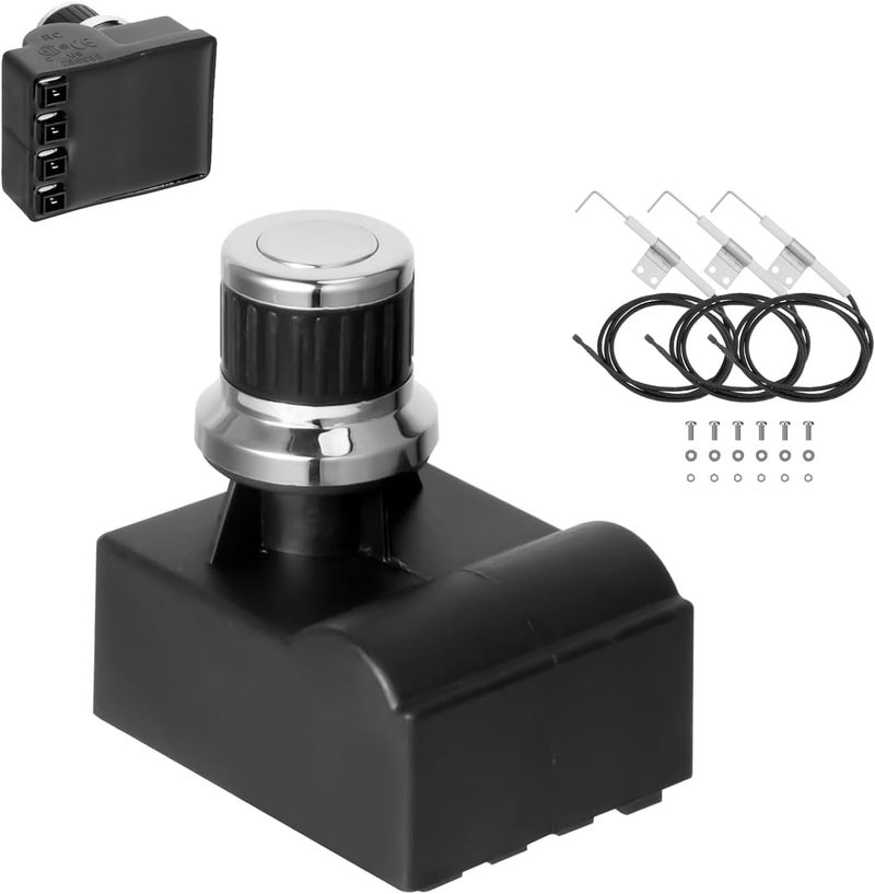 BQMAX Grill Igniter Kit for Oklahoma Joe's Longhorn Combo 3 Burner Charcoal/Gas Smoker Grill 15202029 18202083 16202046 14201767, 4 Outlet Tact Push Button Grill Igniter for Oklahoma Joes Longhorn - Image 1